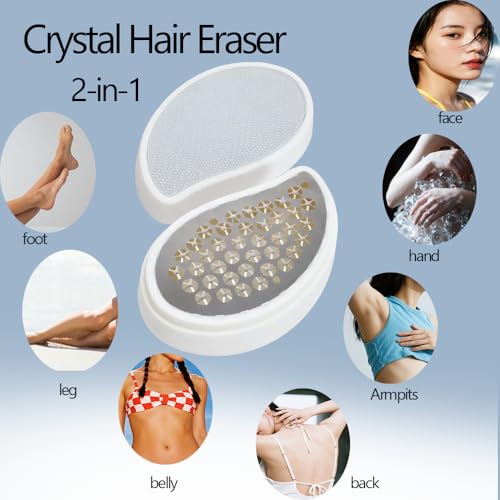 Professional Crystal Hair Remover - Nano Glass Epilator & Exfoliator 2-in-1 Glass Nano-Crystallization Hair Eraser (Prevents Razor Bumps) + Foot Exfoliator with Debris Cup, Reusable Unisex Gift
