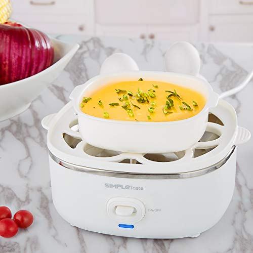 SimpleTaste Electric Egg Cooker for Hard or Soft Boiled Eggs, Poached Eggs, Omelets and Steamed Foods with Auto Shut Off Feature and 2 Tiered, 10 Eggs Capacity - Thumbnail 3