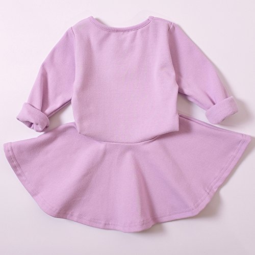 Infant Toddler Baby Girls Dress Cozy Ruffles Long Sleeves Cotton (18-24m(92), Purple)