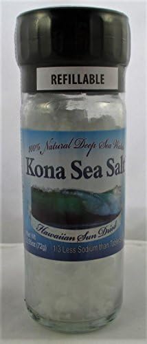 Kona Sea Salt, 100% Natural, Sun Dried, Refillable Grinder (2.55 Oz., 72g) by Mera Pharmaceuticals