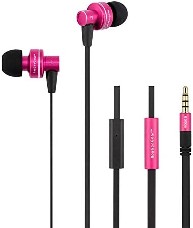 NexGenGear ES900i Earphone [3.5mm Plug] [Noise Cancelling] High Definition Bass Stereo Headphones In-Ear [Handsfree] [Tangle Free Cable] Built-In Microphone Earbuds - Hot Pink / Black