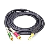 SiYear Gold-Plated 6.35mm 1/4 inch Male TRS Stereo Plug to Dual RCA Phono Male Audio Y Splitter Cable,Connector Wire Cord Plug (3M)