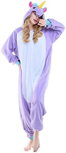 Newsiamese Adult Halloween Unicorn Cosplay Pajama Unisex Youth Costume (M(suitable for:64-68in.), Purple New Unicorn)