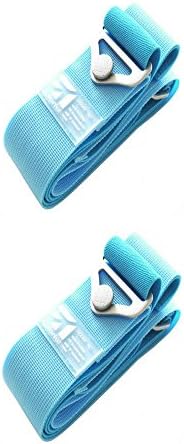 Travelholic Luggage Strap Travel Accessories Suitcase Belt Trolley Adjustable Compartment Luggage Straps 168cm Metal Buckle Tag (2-PCS-Blue)