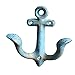 KiaoTime (Blue) Vintage Rustic Cast Iron Nautical Anchor Design Wall Hooks Coat Hooks Rack, Decorative Wall Mounted Antique Shabby Chic Metal Home Bathroom Towel Coat Hooks Hanger