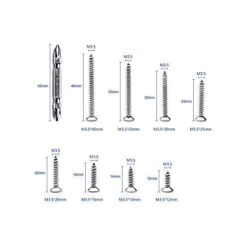 image for NINDEJIN 242Pcs 304 Stainless Steel Flat Head Self Tapping Screw Assor