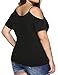 Allegrace Women Plus Size Off Shoulder Spaghetti Strap T Shirt Casual Tee Top Black 3X
