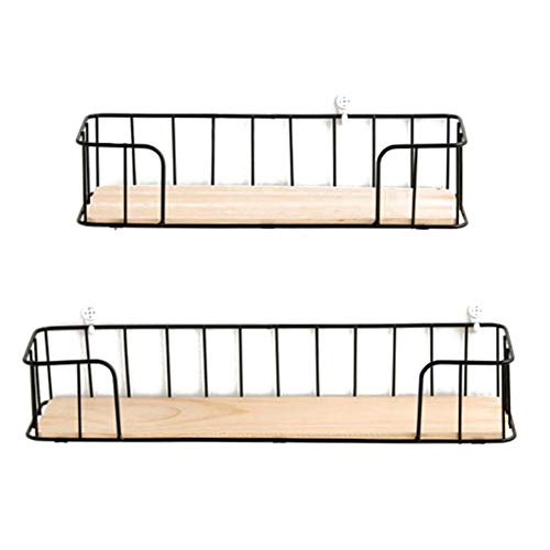 image for VAlink Wooden Iron Storage Holders, Wall Hanging Storage Basket, Flowe