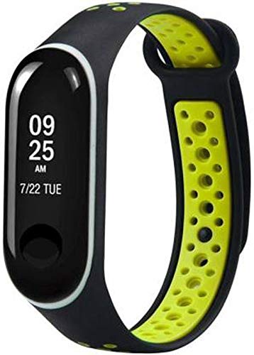BQeT TPU Silicon Air Dot Band Strap for Xiaomi Mi Band 4 / Mi Band 3 Also m3/4 (Black Green)