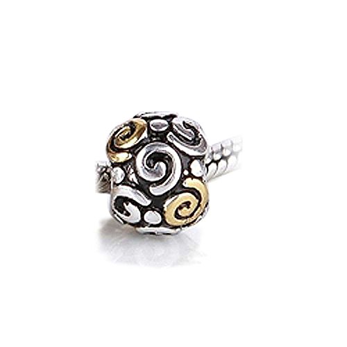 Bling Jewelry 925 Sterling Silver Gold Plated Tribal Swirl Charm Bead Fits Pandora