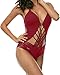 Sexy One Piece Swimsuit - Women's High Cut Strappy Back Bathing Suit,Red/M