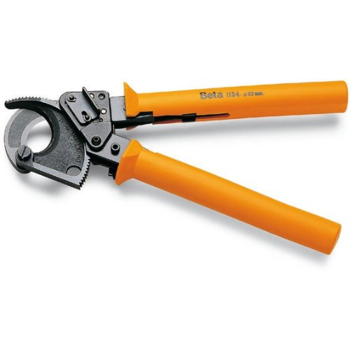 Beta 11340032 Model 1134 35 Cap Ratchet Cable Cutters, Burnished Finish, Plastic Handles, 35mm