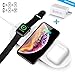Quezqa Wireless Charging Pad - 3 in 1 Multiple Devices Charging Station - Fast Wireless Charger Leather Mat Compatible with Airpods Apple Watch Series 5 4 3 2 iPhone 11 Pro Max Xs X Xr with AC Adapter