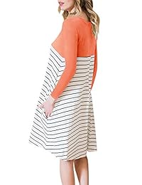 Huiyuzhi - Camiseta de manga larga para mujer con mangas largas y dobladillo a rayas