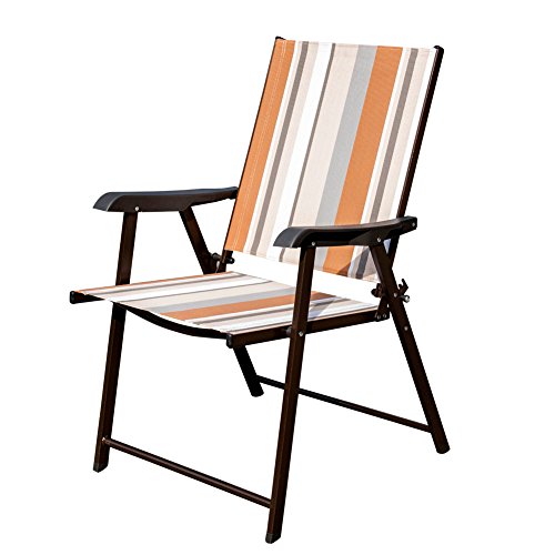 Sundale Outdoor Beach Yard Pool Sling Back Chairs Patio Recliner Garden Folding Chairs Space Saving Chairs, Set of 2, Coffee