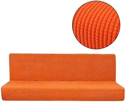 Redsun Futon Slipcover, Armless Sofa Cover Stretch Sofa Bed Slipcover Protector Elastic Spandex Folding Couch Sofa Shield Futon Cover -Orange 59-75in