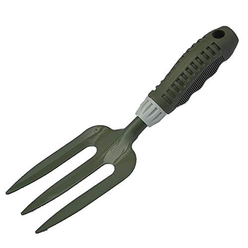 Homes Garden Bend-Proof Small Hand Fork 10.8 L x 3.15 W Carbon Steel Hand Tool Lightweight PVC Ergonomic Comfortable Grip Handle for Picking Up Leaves and Flowers, Pulling Out Weeds #2018