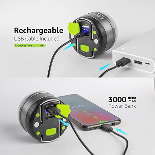 LE LED Camping Lantern Rechargeable, 310LM, 5 Light Modes, Power Bank
