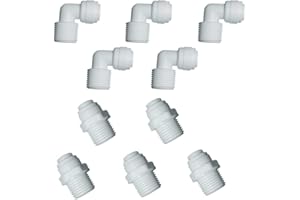 MALIDA Quick Connector Male Adapter Elbow and Straight Combination, 1/2 Inch NPT Thread x 3/8 Inch Tube OD Push to Connect Fittings, for Water Filter purification systems.(pack of 10)