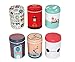 Leyoubei Lovely Cartoon Simple Retro Double Cover Home Kitchen Storage Containers Colorful Tins Round Tea Tins Set of 6