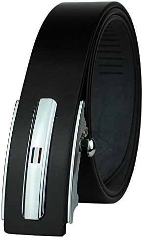 Heepliday Men's Special Automatic Buckle No Hole Black2 Leather Belt for Men 30"-36"