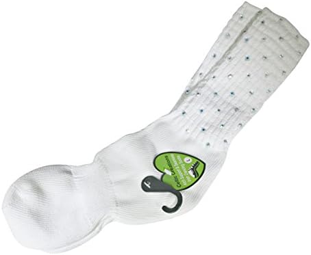 Diamonte Ankle Arch Support Poodle Socks for Irish Dancing -Radiant White with Seamless Toe By Celtic Creation (Medium)