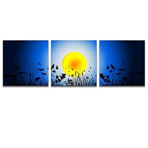 3 Panel Beautiful Moonlit Night Pictures Home Wall...