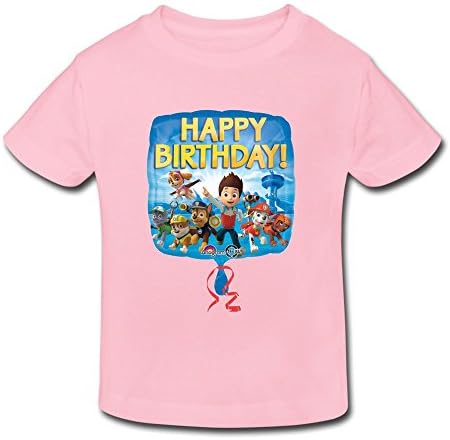 Customize Short Sleeve Funny Paw Patrol Happy Birthday Foil Balloon Kids Toddler T Shirts Size 4 Toddler Pink