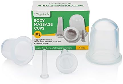 Anti Cellulite Silicone Cupping Therapy Set - Set of 4 cups with Instructions for Body and Facial massage, Pain Relief, Anti Inflammation