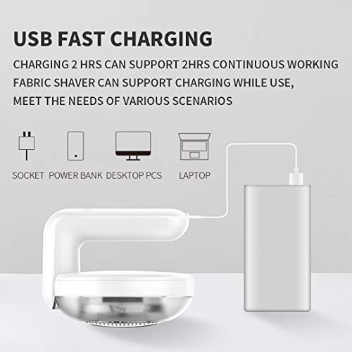 KOODER Sweater Shaver, USB Rechargeable Fabric Shaver, Large Capacity Battery Work 120min,Pilling Remover for Fabric Clothes,Blanket and Furniture - Thumbnail 5