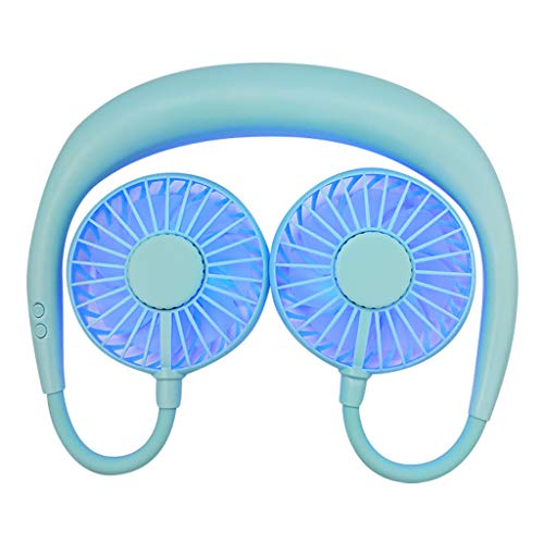DZTZ Hanging Neck Lazy Wearable Fan Neckband Fan, Hands Free Personal Cooling Fan,Wearable Portable Neckband Mini Fan with Rechargeable Battery (Blue)