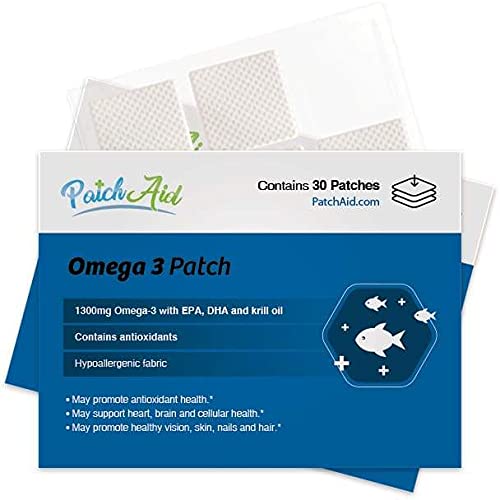 Patch Aid Omega 3-30 Daily Topical Patches. 100% Natural & Vegan. Allergy & Filler Free. High Absorption and More bioavailable. Suitable for Sensitive stomachs & bariatric.