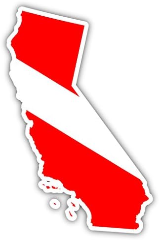 California State Shaped Scuba Diver Scuba Diving Dive Down Flag Bumper Sticker Decal Car Window Stickers 3x5 in