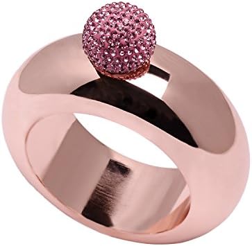 Amzwt Unique Booze Flask Bracelet Bangle for Women(3.5oz Rose Gold with Pink Rhinestones Lid)