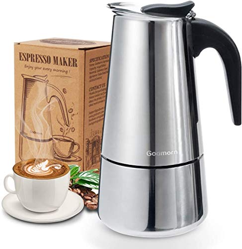 Godmorn Espressokocher, Kaffeekocher, Mokkakanne aus 430 Edelstahl, Espresso Maker für 6 Tassen (300 ml), Stovetop…