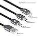Multi Charger Cable 3A PACK 2, 3 in 1 Multiple USB Syncing Data Charging Cable Flat Cord Lighting Type C Micro USB Compatible Most Phone, Android Cellphones (Black 3FT)