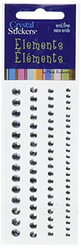 Mark Richards Elements Crystal Stickers 1609 Self-Adhesive 74-Piece Variety Pack Round Rhinestones Crystal Sticker Strips, 3/4/5/6mm, Clear