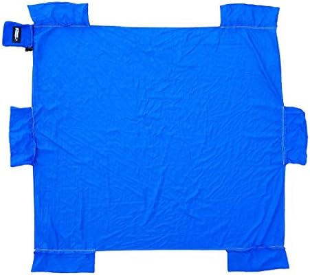 OutdoorsmanLab Beach Blanket / Picnic Blanket, Compact Outdoor Water resistant, Sand-Proof with Extra Large Pocket and Easy To Carry Carabiner (Blue, Small)
