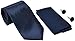 Kingsquare Solid Color Men's Tie, Pocket Square, and Cufflinks matching set (DARK Navy Blue Shiny)