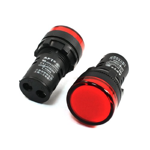 AC DC 24V LED Round Top Indicator Pilot Signal Lamps 2 Pcs Red Light