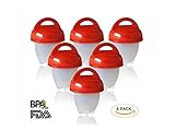 Egglettes Egg Cooker Set Non-stick Silicone Egg Cups for Hard&Soft Boiled Eggs without the Shell As Seen on TV(Pack of 6)