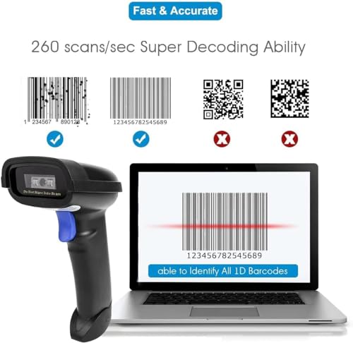 NETUM Escáner de código de barras Bluetooth, compatible con función inalámbrica y Bluetooth 2.4G y conexión por cable, conecta teléfono inteligente, tableta, PC, lector de código de barras (NT-1228BC)