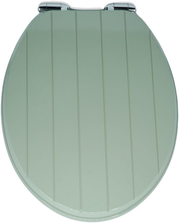 AQUALONA Premium Sage Toilet Seat Soft Close Moulded Wood Hinges 42x35