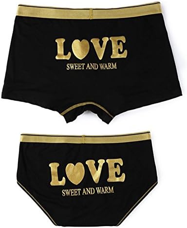 JIEYA Couple Lovers Underwear Love Printed Briefs Tanga His & Hers, Pack of 2