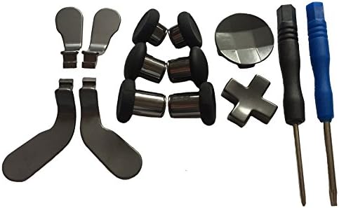 Hisonders 12 in 1 - Metal Mod 6 Swap Thumbsticks Joysticks, 4 Paddles &amp; 2Dpads with Open Tool for Xbox One Elite Controller (Grey)