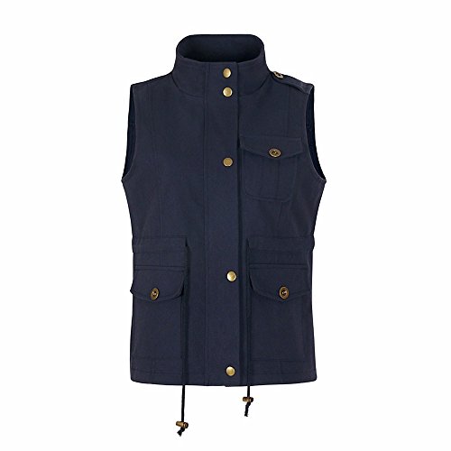 HOSOME Women Jacket Lightweight Sleeveless Stretchy Drawstring Vest with Zipper Top Deep Blue