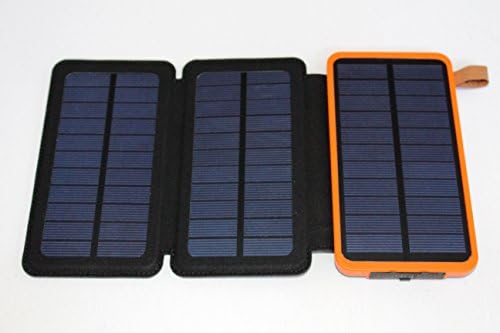 Portable Solar Power Bank Charger, COVERSUIT 30000mAh Dual USB Solar Battery Charger With LED Flashlight Outdoor For iPhone iPad Samsung (3 X Large Solar Panels With LED Light, ORANGE)