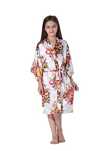 Vogue Forefront Girls' Floral Print Satin Kimono Robe Want It All