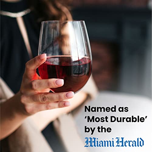 Chef's Star Stemless Wine Glasses Set of 6, No Stem Wine Glasses with