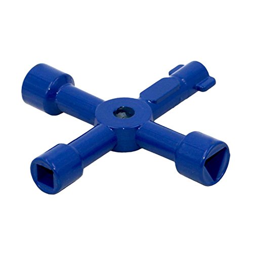 fineshelf 4 in 1 Utility Service Key 2.83inches Mini Key Wrench Radiator Cupboard Triangle Square Blue Key Hand Tool for Electric Control Cabinets, Elevators, Water Meter Valves Box Wrenches b